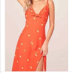 Astr The Label Brigette Orange Fruit Midi Dress Worn once. So pretty and light.